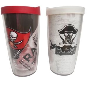 (2)Tervis Buccaneers NFL Tampa Bay 16 oz Insulated Travel Pirate Tumblers